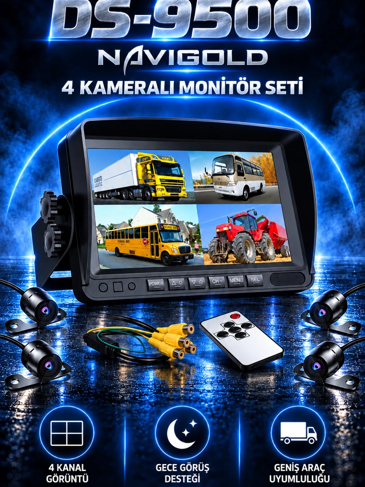 DS-9500 9" 4 Kanal Monitör DVR SET