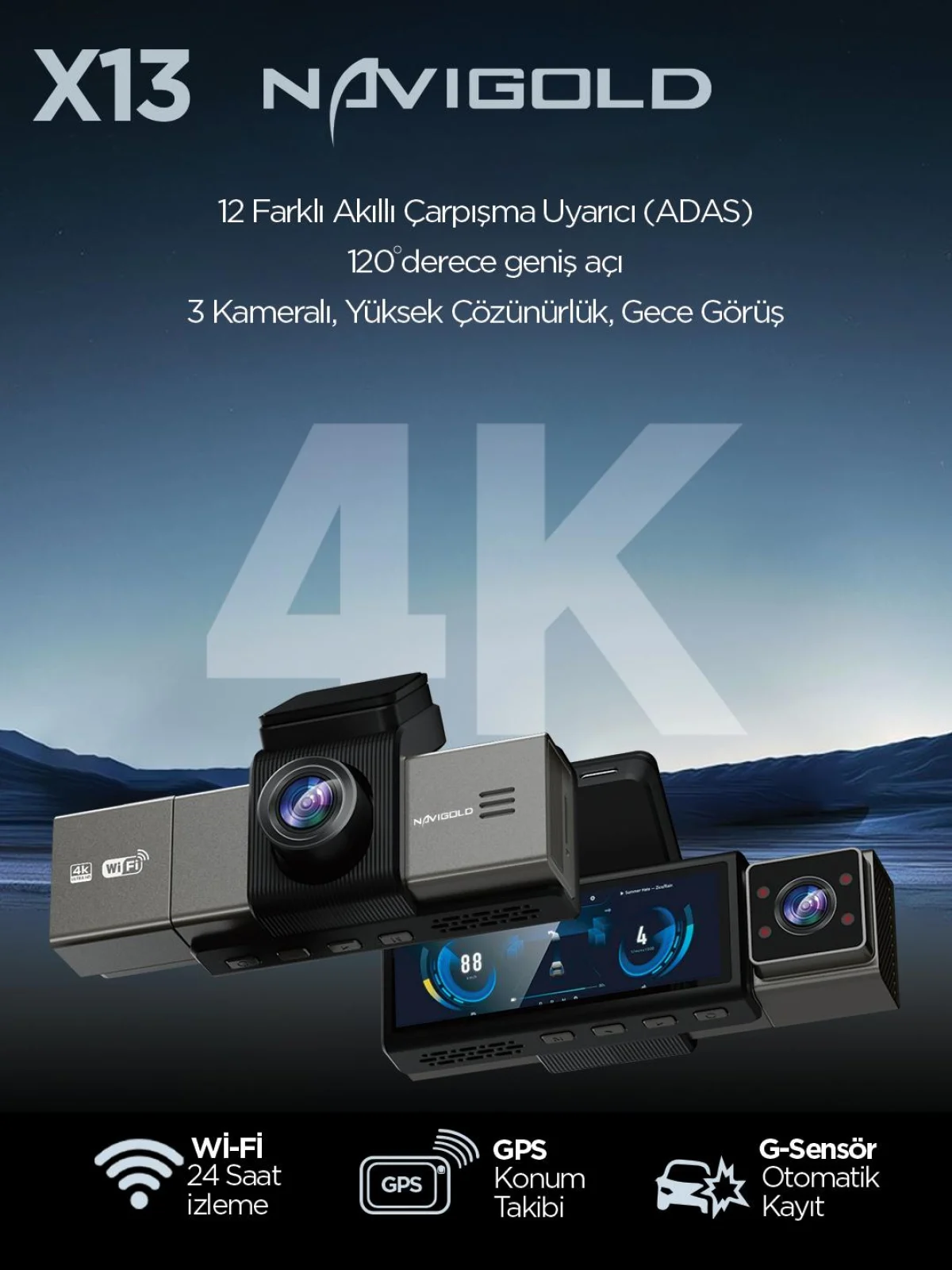 X13 4K X13 4K 3 KAMERALI DVR