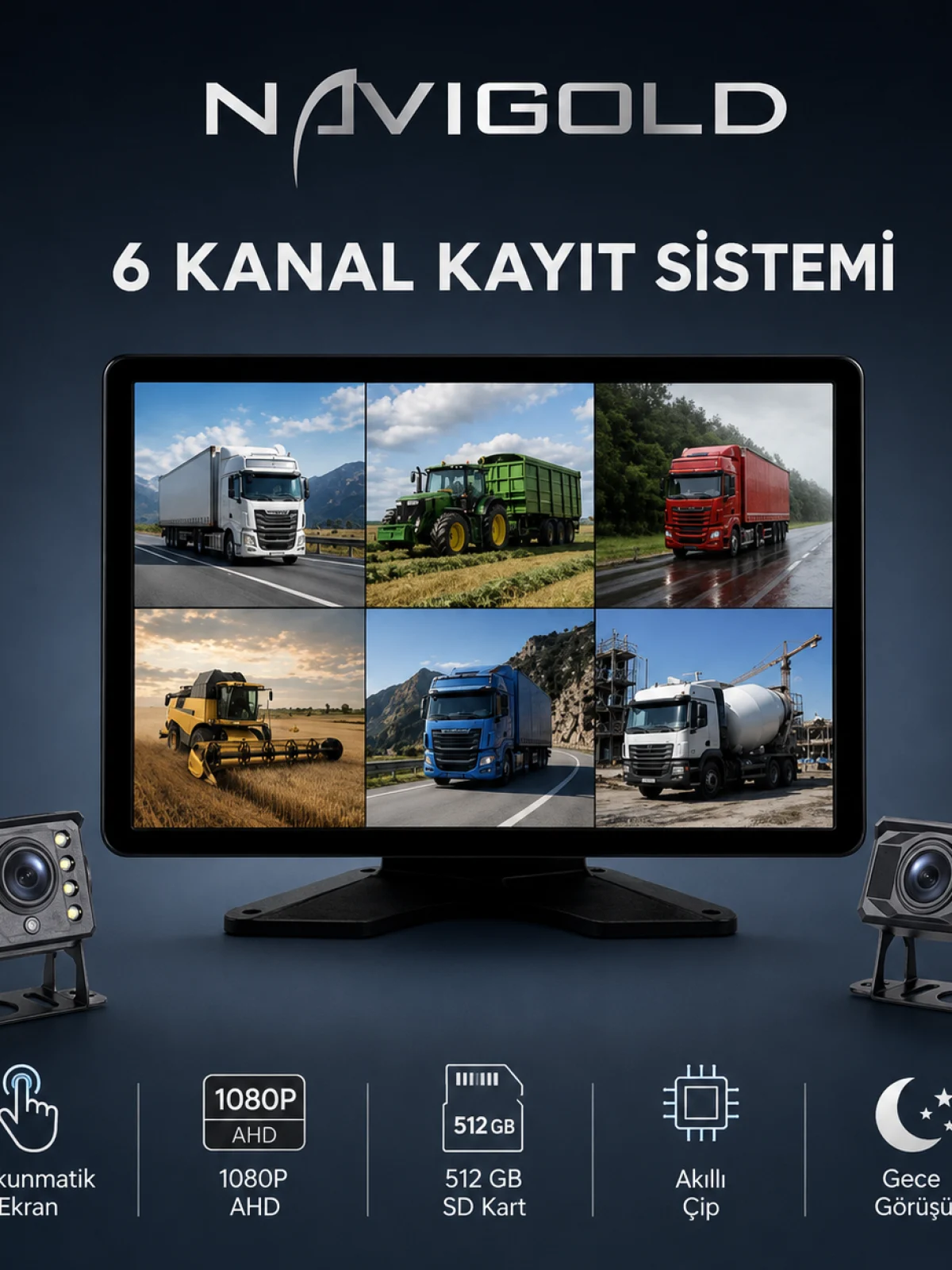 T-600 10.1" 6 Kanal Monitör DVR SET