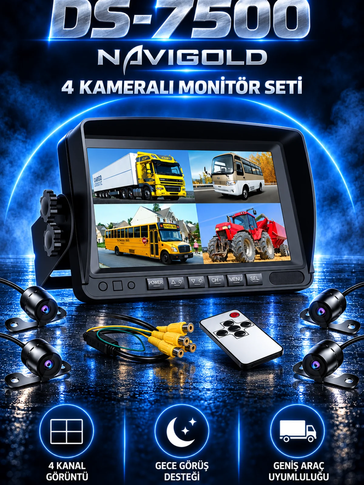 DS-7500 7" 4 Kanal Monitör DVR SET