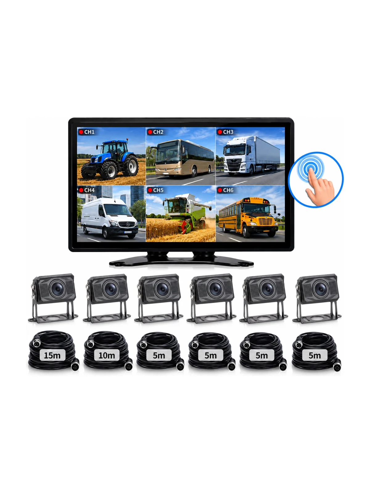 T-600 10.1" 6 Kanal Monitör DVR SET - görsel 2
