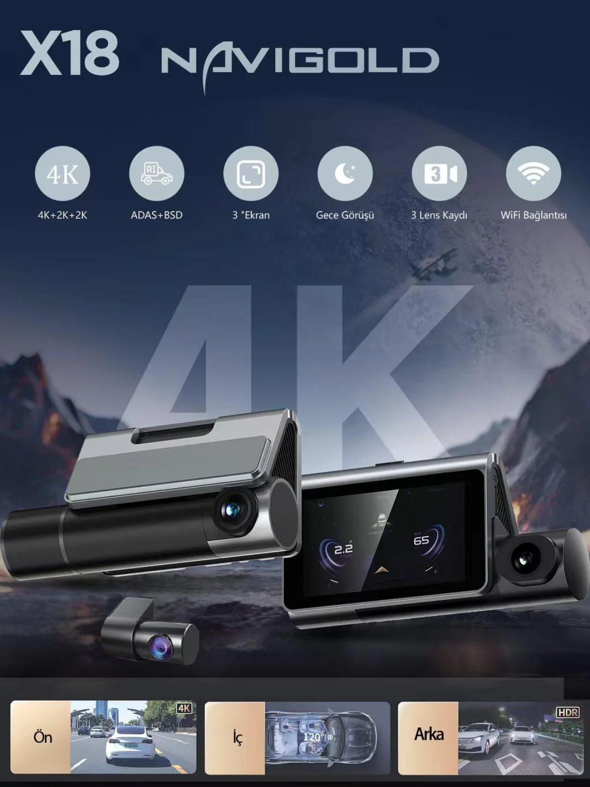 X18 4K X18 4K 3 KAMERALI DVR